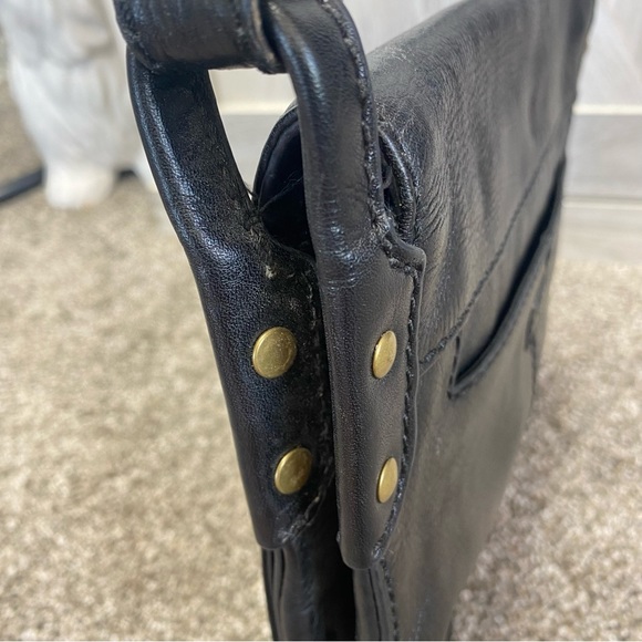 Fossil Legacy Black Pebbled Leather saddle messenger bag purse shoulder - Picture 7 of 16